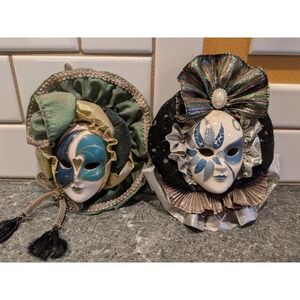 ANCO 1993 Mardi Gras Venetian Masquerade Masks Green Black Gold Festive Decor